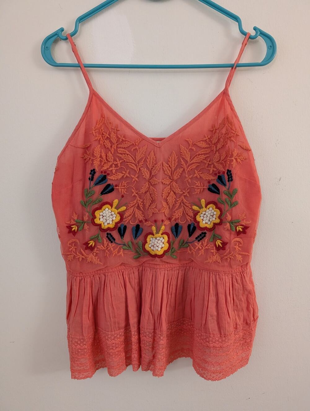 seen worn kept embroidered tank top